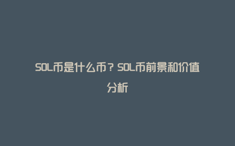 SOL币是什么币？SOL币前景和价值分析