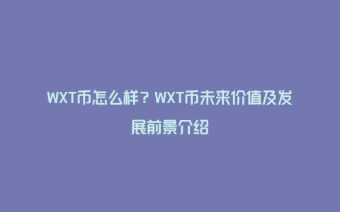 WXT币怎么样？WXT币未来价值及发展前景介绍