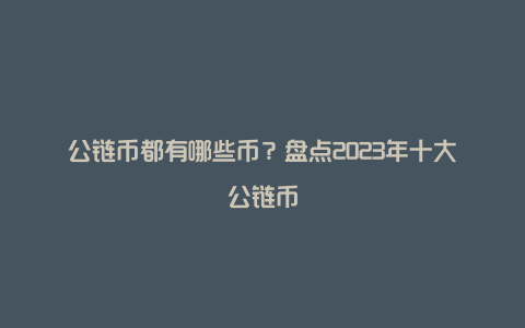 公链币都有哪些币？盘点2023年十大公链币