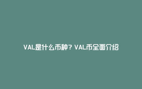 VAL是什么币种？VAL币全面介绍