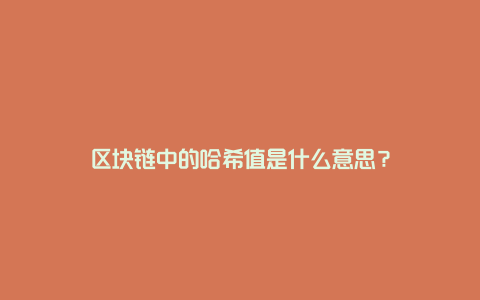 区块链中的哈希值是什么意思？