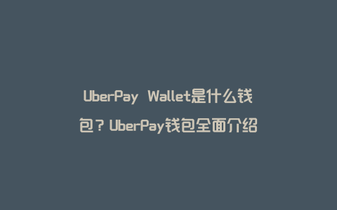 UberPay Wallet是什么钱包？UberPay钱包全面介绍