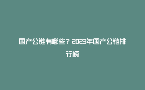 国产公链有哪些？2023年国产公链排行榜