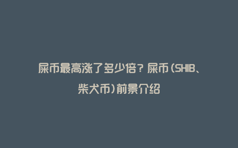 屎币最高涨了多少倍？屎币(SHIB、柴犬币)前景介绍