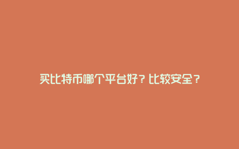 买比特币哪个平台好？比较安全？