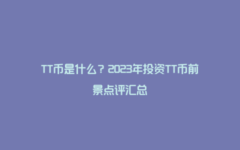 TT币是什么？2023年投资TT币前景点评汇总