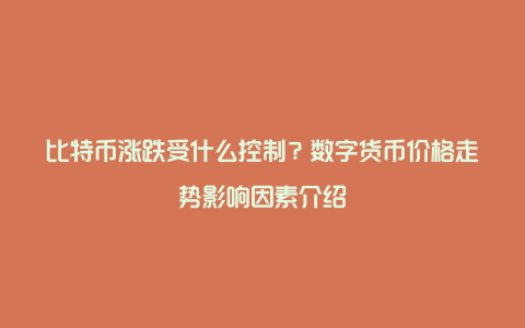 比特币涨跌受什么控制？数字货币价格走势影响因素介绍