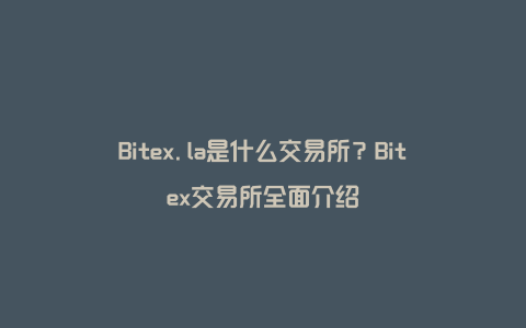 Bitex.la是什么交易所？Bitex交易所全面介绍