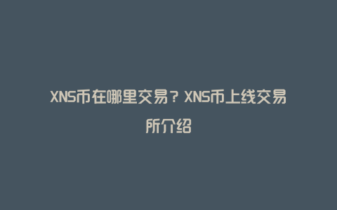 XNS币在哪里交易？XNS币上线交易所介绍