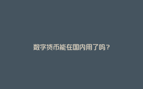 数字货币能在国内用了吗？