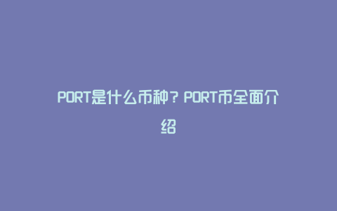 PORT是什么币种？PORT币全面介绍