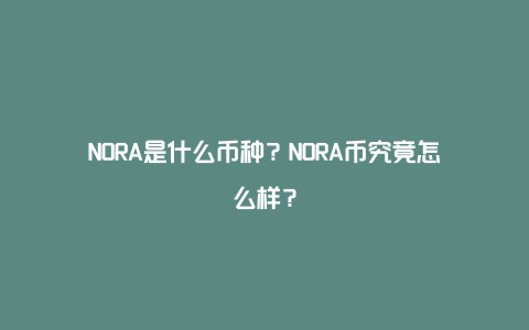 NORA是什么币种？NORA币究竟怎么样？