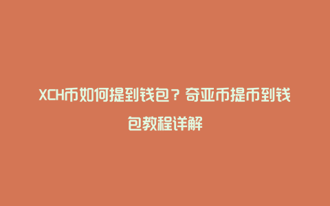 XCH币如何提到钱包？奇亚币提币到钱包教程详解