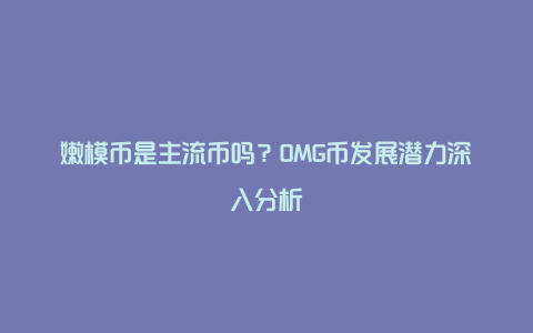 嫩模币是主流币吗？OMG币发展潜力深入分析