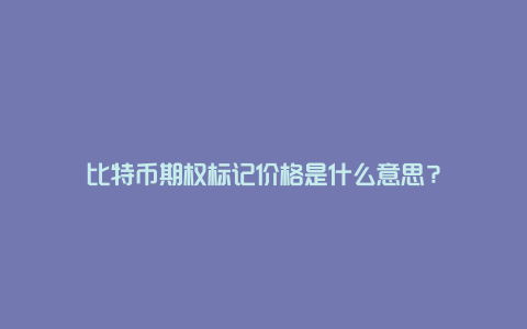 比特币期权标记价格是什么意思？