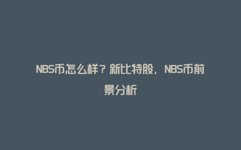 NBS币怎么样？新比特股，NBS币前景分析