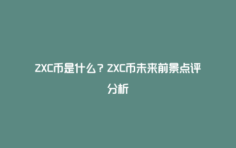 ZXC币是什么？ZXC币未来前景点评分析