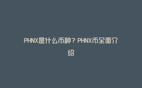 PHNX是什么币种？PHNX币全面介绍