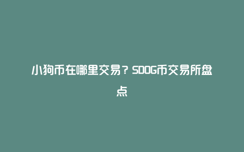 小狗币在哪里交易？SDOG币交易所盘点