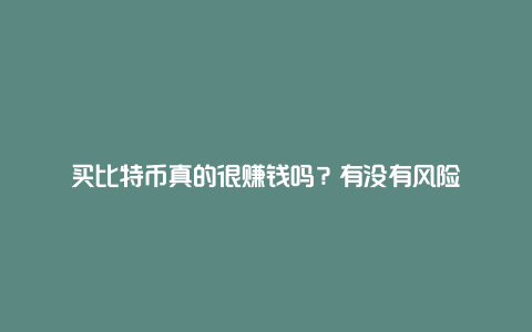 买比特币真的很赚钱吗？有没有风险