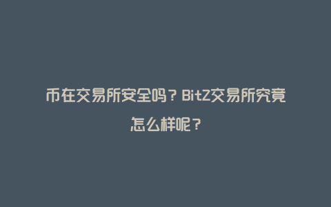 币在交易所安全吗？BitZ交易所究竟怎么样呢？