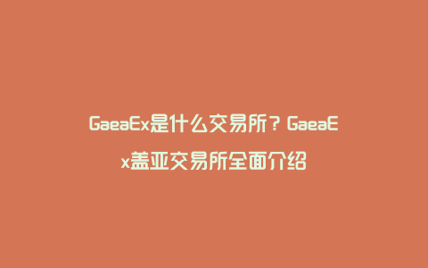 GaeaEx是什么交易所？GaeaEx盖亚交易所全面介绍