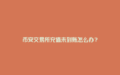 币安交易所充值未到账怎么办？