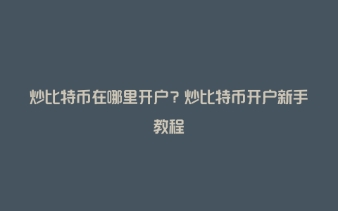 炒比特币在哪里开户？炒比特币开户新手教程