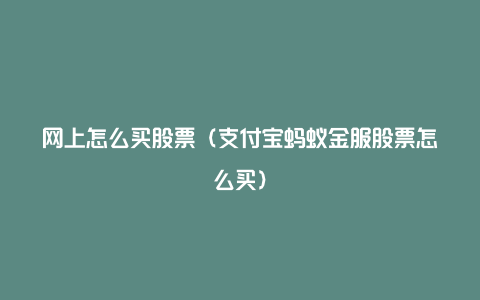 网上怎么买股票（支付宝蚂蚁金服股票怎么买）