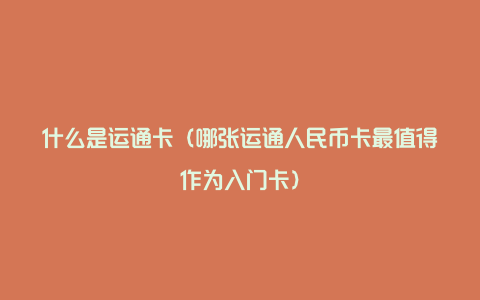 什么是运通卡（哪张运通人民币卡最值得作为入门卡）