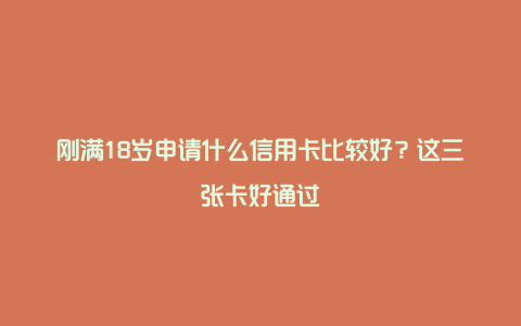 刚满18岁申请什么信用卡比较好？这三张卡好通过