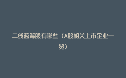 二线蓝筹股有哪些（A股相关上市企业一览）