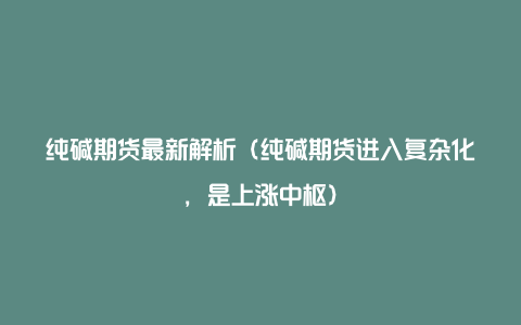 纯碱期货最新解析（纯碱期货进入复杂化，是上涨中枢）