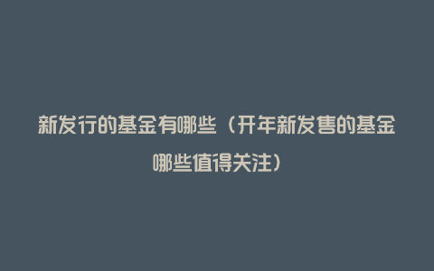 新发行的基金有哪些（开年新发售的基金哪些值得关注）