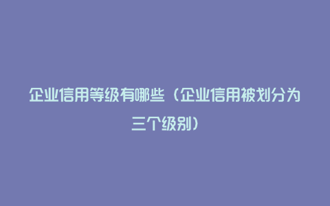 企业信用等级有哪些（企业信用被划分为三个级别）