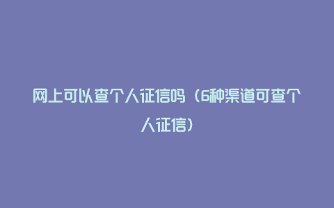 网上可以查个人征信吗（6种渠道可查个人征信）