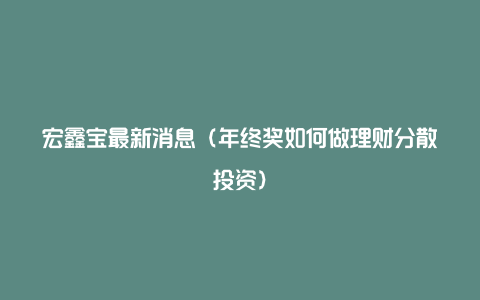 宏鑫宝最新消息（年终奖如何做理财分散投资）