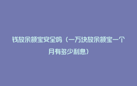 钱放余额宝安全吗（一万块放余额宝一个月有多少利息）