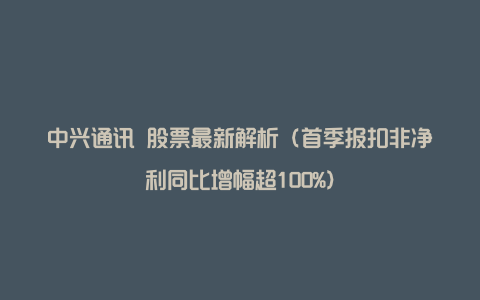 中兴通讯 股票最新解析（首季报扣非净利同比增幅超100%）