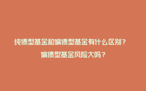 纯债型基金和偏债型基金有什么区别？ 偏债型基金风险大吗？