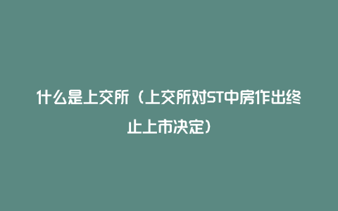 什么是上交所（上交所对ST中房作出终止上市决定）