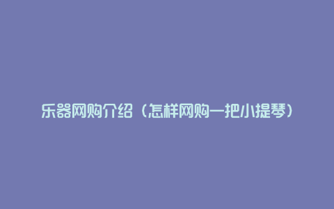 乐器网购介绍（怎样网购一把小提琴）