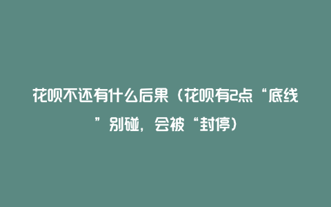 花呗不还有什么后果（花呗有2点“底线”别碰，会被“封停）