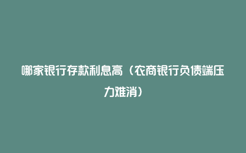 哪家银行存款利息高（农商银行负债端压力难消）