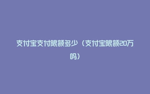 支付宝支付限额多少（支付宝限额20万吗）