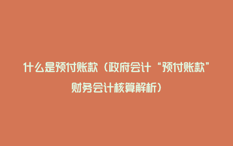 什么是预付账款（政府会计“预付账款”财务会计核算解析）