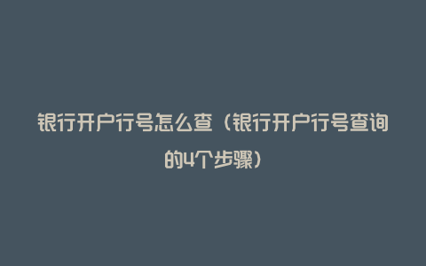 银行开户行号怎么查（银行开户行号查询的4个步骤）