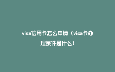 visa信用卡怎么申请（visa卡办理条件是什么）