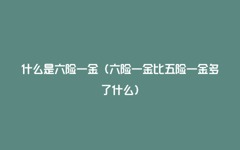 什么是六险一金（六险一金比五险一金多了什么）