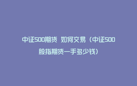 中证500期货 如何交易（中证500股指期货一手多少钱）